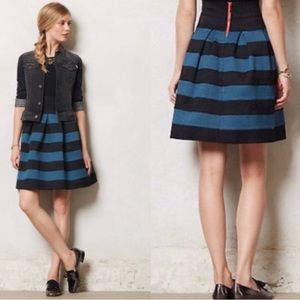 Anthropologie Black and Blue Striped Skirt